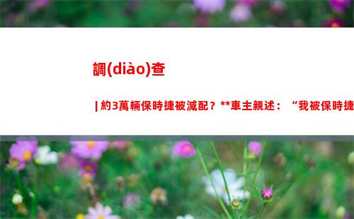 調(diào)查 | 約3萬輛保時捷被減配？維權(quán)車主親述：“我被保時捷騙了”